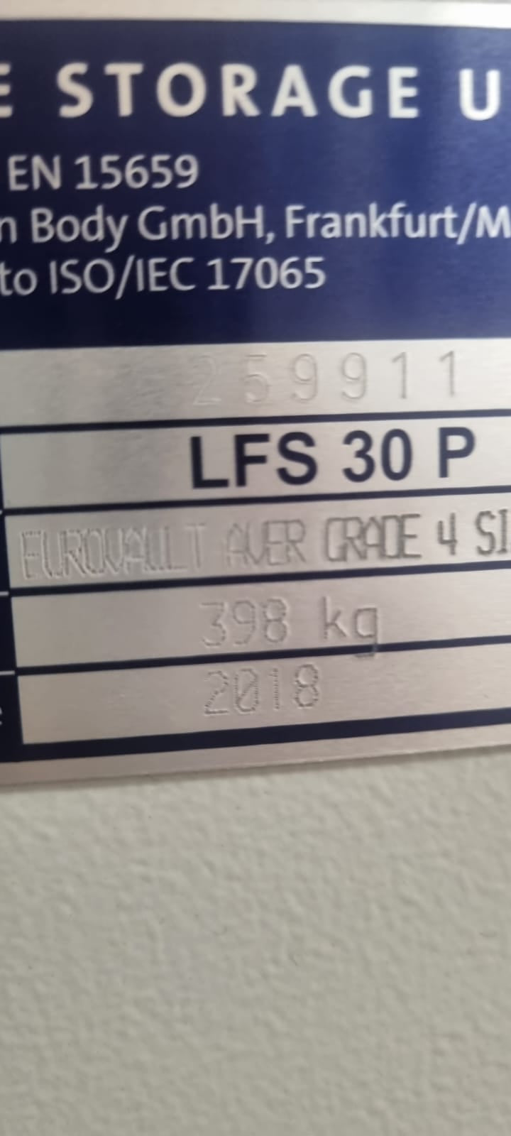 Burton Eurovault Aver LFS 30P G4 Size 3 EE High Security Safe Collection Coventry - MES Systems Nuneaton