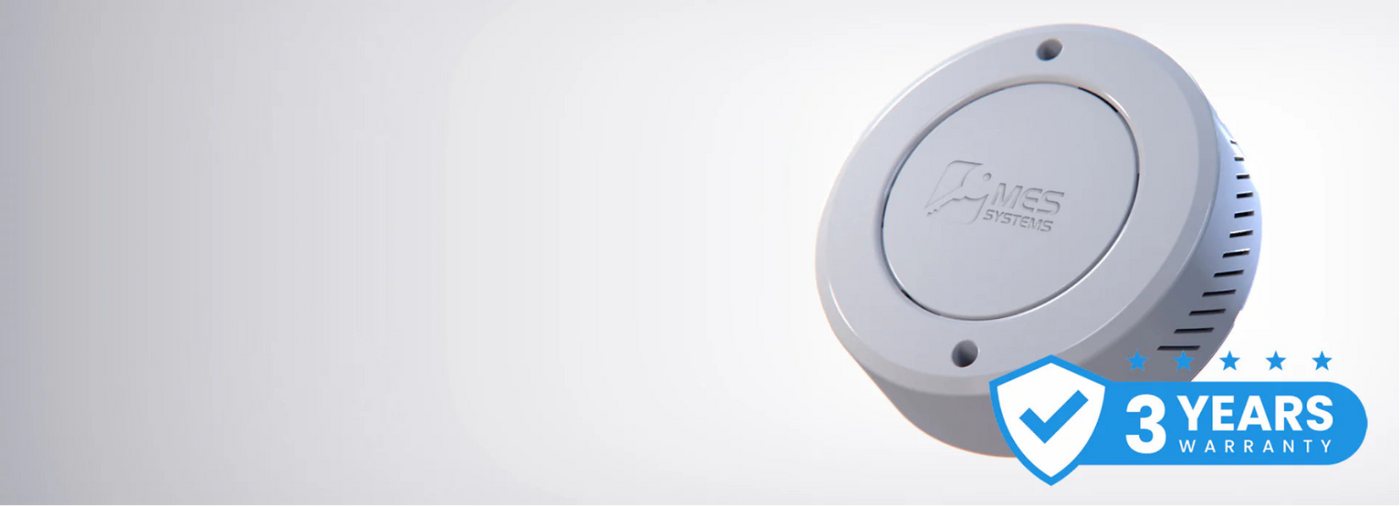 White vape detector with a 3-year warranty badge