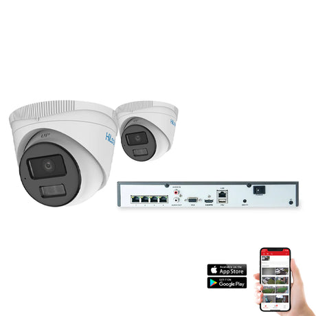 Hilook by Hikvision 2 Camera 4MP Hybrid Light ColorVu 4 Channel IP CCTV Kit - MES Systems Nuneaton