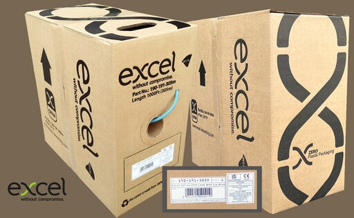 Excel 100-100 Solid Cat6 Cable U/UTP PE External Grade Fca 305m Box