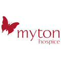 Myton Hospice logo with a red butterfly on a white background