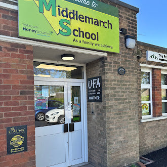 School entrance with a sign for Middlemarch School.