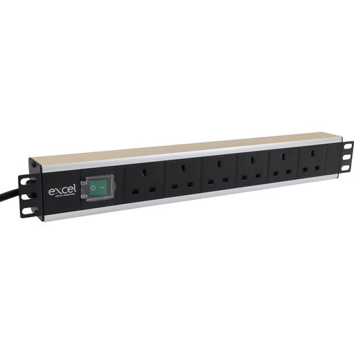 Excel D13-6H-EXL 6 Way Horiz PDU 6x UK Socket UK Plug